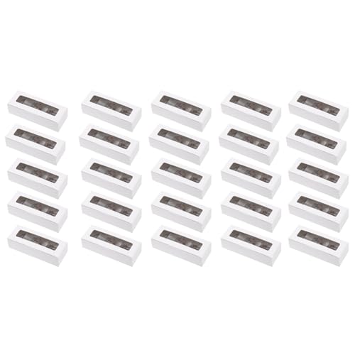 BOFRHME 25 PièCes BoîTes à Macarons avec FenêTre D'Affichage Transparente Contenant des Macarons ou Kit de BoîTe d'emballage pour Desserts au Chocolat Gâteau A
