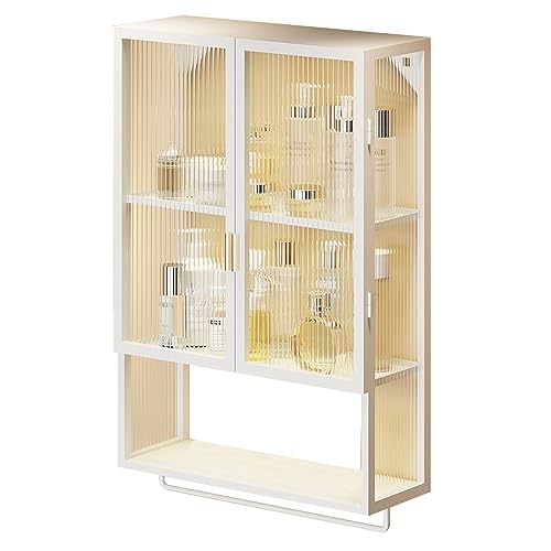 Gabinete de pared de metal que ahorra espacio, elegante organizador sobre el inodoro con puerta de vidrio para baño, cocina y sala de estar, soluciones de almacenamiento, duradero y funcional