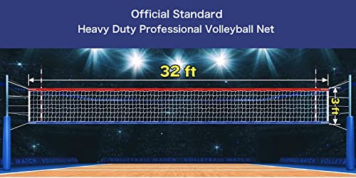 Professional Volleyball Net Outdoor Heavy Duty, Lengthened Aircraft Wire Rope, Upgraded Weather Resistance, Thicker Border For Indoor Outdoor Backyard Pool Schoolyard Beach 32X3Ft(Net Only) #TOP6