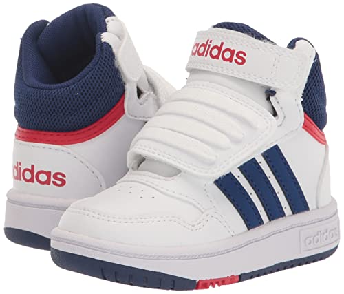 Adidas Hoops 3.0 Mid Basketball Shoe, White/Victory Blue/Better Scarlet, 2 Us Unisex Little Kid #TOP6
