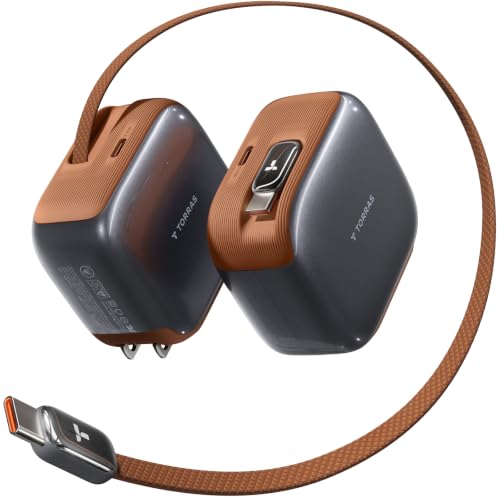 Image of TORRAS FlexLine Pro 60W USB C Charger Block with Retractable Cable, Brown