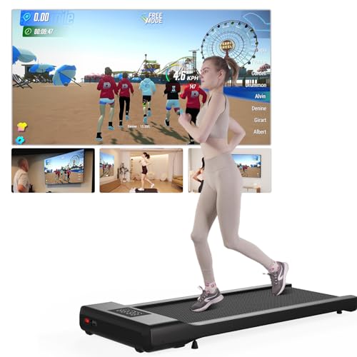 Superun Raceable Cinta de Andar para Dispositivo Portatil Alta Tecnología, MAX 136KG Cinta de Correr Escritorio App Control, Walking Pad con Cursos Ejercicios y Multijugador Carrera en Casa u Oficina