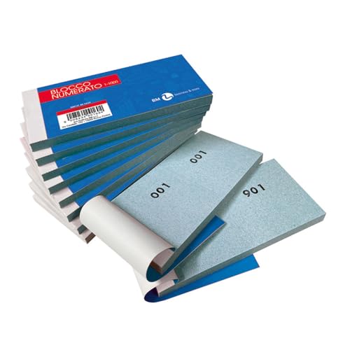 DIMENSIONE: La dimensione dei singoli blocchetti numerati BM è di 13cm x 6cm e ogni blocco contiene 100 numeri.