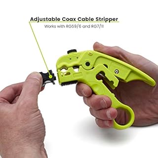 trueCABLE Wire Stripping and Cutting Tool for UTP, FTP, STP, Cat5e, Cat6, Cat6A Ethernet, RG59, RG6, RG7, RG11 Coax Cable, Adjustable Blade Depth