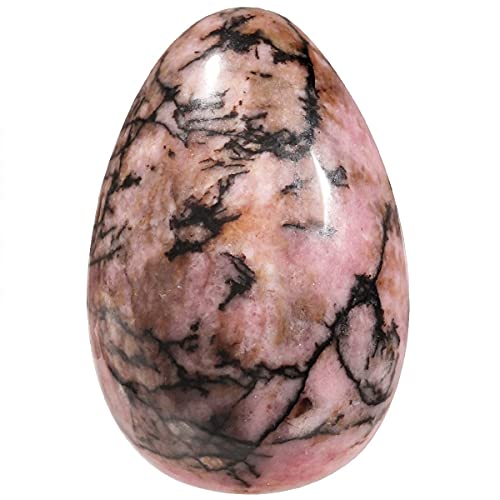 Nupuyai 3CM Pierre Rhodonite Naturelle Décoration d'oeufs en cristal de pierre d'inquiétude, pierre de guérison de paume de poche polie pour la méditation Chakra Reiki de soulagement du stress