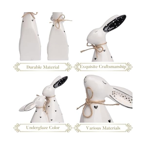 Valery madelyn easter decorations for home 2pcs ceramic white bunny statues figurine for spring easter gift tiered tray shelf table centerpieces decorations for indoor or garden decor 63inch  urban country home decor