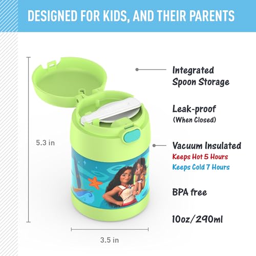 Image of THERMOS FUNTAINER Insulated Food Jar, 10 Ounce, Kid Friendly Food Jar with Foldable Spoon, Moana