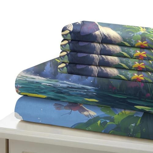 Housse de Couette Éléphant 140x200cm Microfibre Jungle