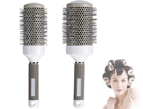 SYOSI Round Hair Brush Curled Ceramic Hair Styling Brush Ceramic Round Hair Brush Barrel Hairdressing Hair Salon Styling Barrel Curling Brush Tool Set(45mm 53mm) Set of 2