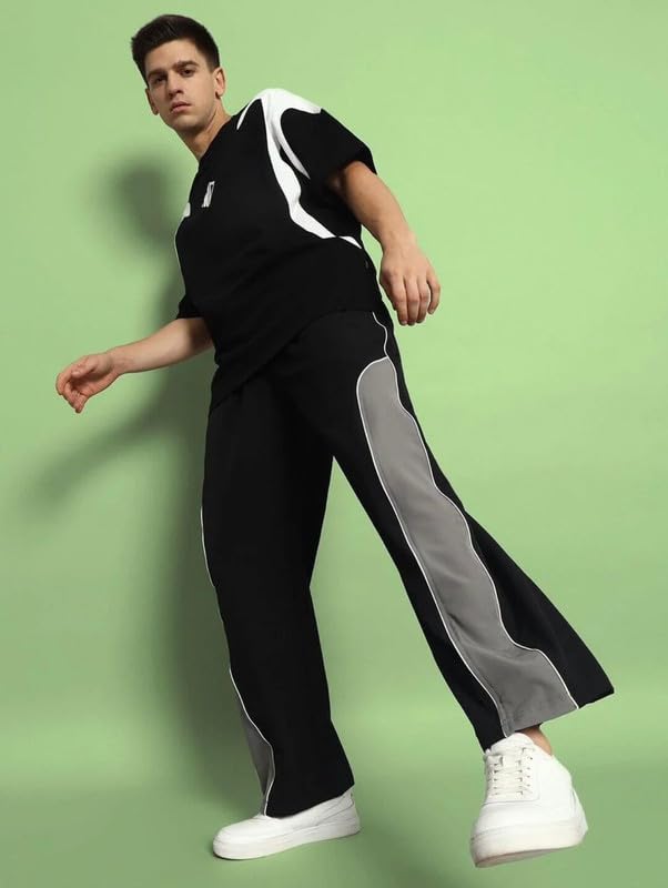 Image of Imsa Moda Men's Nylon Lycra Straight Fit Track Pant | Gym Trackpants & Activewear Joggers | Casual Lower for Sports, Gym & Yoga