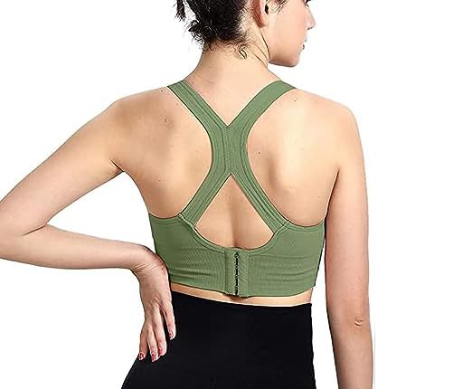 brachy Women's Nylon Lightly Padded Wire Free Racerback Sports Bra (Size-30 to 38) Green-picture-12