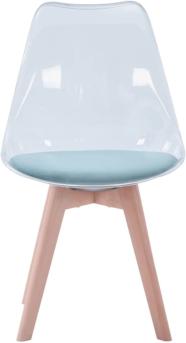 Juego de 4 Sillas de Comedor Transparentes Modernas, Sillas de Comedor Tapizadas Extraíbles, Sillas de Cocina de Diseño Escandinavo (Terciopelo-Verde)