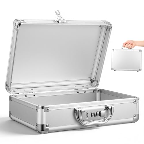 PRETYZOOM 290*205*100mm Heavy Duty Aluminium Alloy Flight Case with Password Lock, 11-Inch Portable Hard Shell Case for Medicine, Secure Transport Protection for Instruments Wear Resistant Tool Box