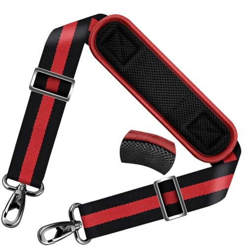 Image of ZINZ Shoulder Strap Universal Bag Strap - 78 inch Ultra-Thick Padded with Dual Balanced Adjustable Buckles for Briefcase, Travel, Sports, Laptop, Crossbody Bag,Stripes-BkRBk