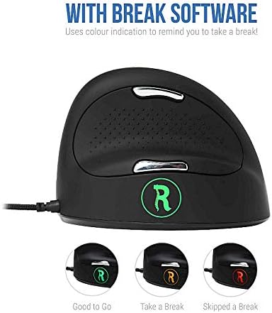 R-Go HE Break Mouse - Ergonomic Mouse - Anti-RSI Software - Large (Hand Size above 185mm) - Right Handed - Wired