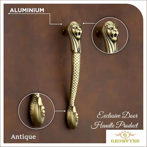 Image of Aluminum Lion Door Handles for Main Door Pull Handle Main Glass & Wooden Door Handle Pull & Push Handle Door Accessories, Handle Home Decor Door Hardware Antique Brass. (Pack of 1 (12 Inch))