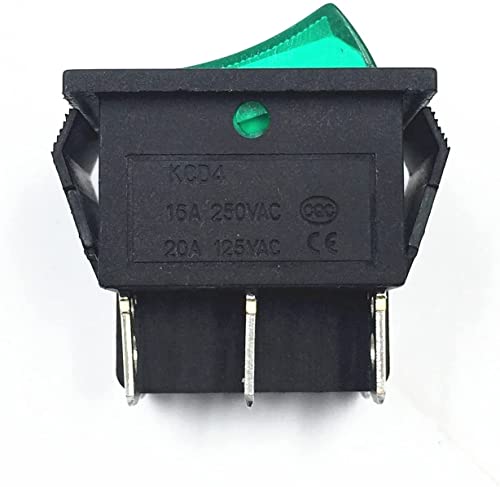 Latching Rocker Switch Power Switch I/O 6 Pins with Light 16A 250VAC 20A 125VAC KCD4 Boat DPST