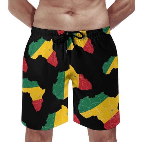 Africa Map Reggae Rasta Men's Swim Trunks Breathable Bathing Suit Swimming Board Shorts Hawaiian Beach Swimwear4