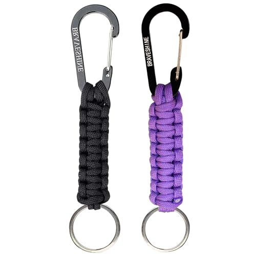 Image of BRAVESHINE Paracord Keychain Carabiner Clip, D Ring Lanyard Hanger Stroller Hook for Water Bottle, Key, Backpacks, Men, Women