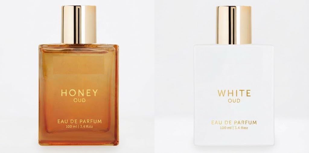 Luxury Honey & White Oud Eau de Parfum 100ml Each (2 szt.) | Długotrwały spray zapachowy dla mężczyzn i kobiet, Premium Perfume Duo | Daily Wear Scent | Elegancki zestaw podarunkowy