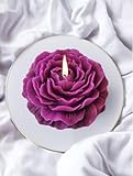 Peony Flower Shaped Candle with Scent, Soy Wax Blend Aromatherapy Candle, Gift Candle, Gifts for Women, Candles for spa, Stress Relief, Meditation, Wedding, Home Decor, Relaxing Atmosphere, (Purple)