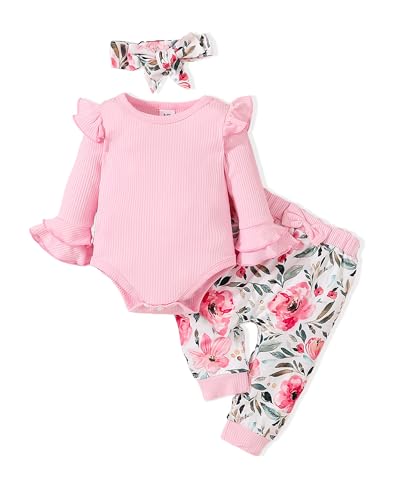 Image of Doresbebe Baby Girl Clothes Newborn Infant Outfits Cute Summer Clothes Spring Romper Set+Hat+Headband