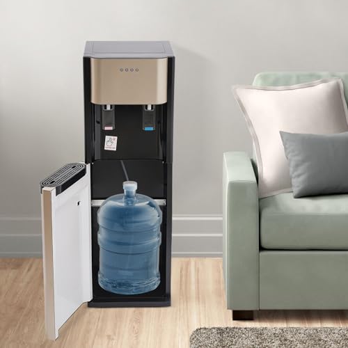 Water Dispensers, Bottom Loading Instant Hot/Cold Water Cooler Hold 5.28Gal 620W Portable Water Warmer for Travel, Hotel,Offices, Living Room(Gold)