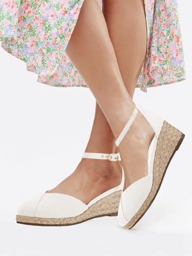 Image of Juliet Holy Womens Espadrilles Sandals Closed Toe Platform Ankle Strap Casual Summer Wedges
