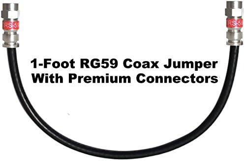 Channel Master 1 Foot RG59 Digital Coaxial Cable with Premium Compression Connectors (Black)