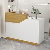 Moderne Receptiedesk, Winkelkassa Balie, Receptiebalie Met LED Verlichting, Balie Voorkant Met Afsluitbare Lade, Voor Supermarkt, Gemakswinkel, Hotellobby, Kantoor(White