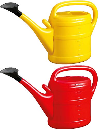 2X Gießkanne 10L GELB + ROT + 1x KÜHLSCHRANKMAGNET! Giesskanne Kunststoff für groß & klein Garten & Zimmerpflanzen Gießkannen Gieskanne Gieskannen 10 L Liter Watering Can Gieskannen10Liter lr