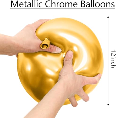Image of Gold & Silver Chrome Metallic Balloons | Pack of 50 Pcs Chrome Latex Balloons for Birthday, Anniversary, Engagement, Wedding, Graduation, New Year & Party Decorations ARV ZONE