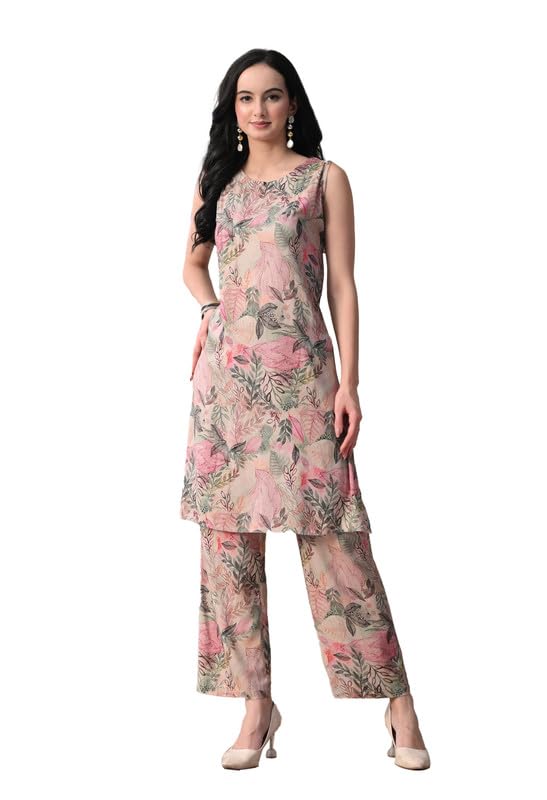 kiza Women Linen Co-ord Set Sleeveless Tunic & Straight Pants | Breathable Summer Wear | Ombre Dyed Two Piece Outfit | Casual, Office-picture-25