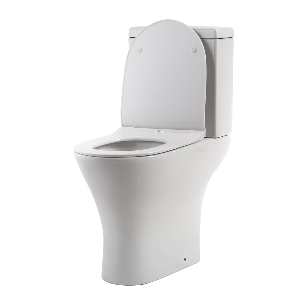 Milano Black Marbury White Ceramic Close Coupled Toilet Wc Soft Close Seat Flush Button