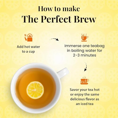 Image of Twinings Lemon Tea, 25 Tea Bags, Premium Black Tea With Lemon, Light Strength, Light & Zesty Flavour, Rich in Anti-oxidants, Caffeine-Free, Made With Finest Ingredients, Enjoy a Hot Cup of Tea