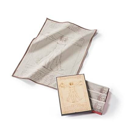 Musearta Unisex Geschirrhandtücher im 3er Set mit dem Motiv Vitruvian Man des Künstlers Leonardo da Vinci aus Baumwolle in der Größe 50x70 cm, TT-LV-VM-10-V424202