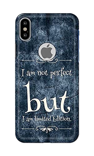 Image of Printed Hard Back Cover Case for Apple iPhone X | iPhone 10 | iPhone Xs | iPhone 10s Logo View Back Cover (I Am Not Perfect I Am Limited Edition) -1803