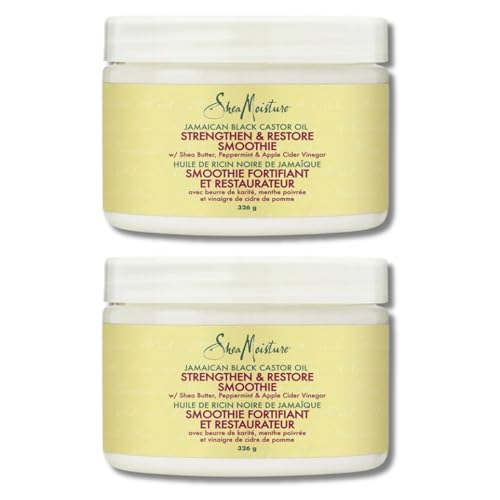ZENVOIRA Shea Moisture Jamaican Black Castor Oil Hair Repair - Smoothie Strengthen & Restore Smoothie Cream, 326g-11.5 Ounce - Pack of 2 Specially Packed Value Bundle