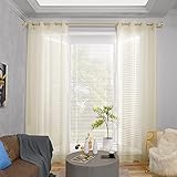 💗ABMESSUNG: ca. 245x140 cm in HöhexBreite für 1 Stück, Jedes Paket enthält 2 Stücke Leinen Optik Voile Gardinen, Mit 8 Metallösen kann man die Ösenschals einfach aufhängen, Die Ösen haben einen inneren Durchmesser von 40 mm und sind deshalb für Vorhangstangen mit einem Durchmesser von max. 38 mm geeignet. 100 % hochwertige Polyester, Die transparente Voile Gardine mit seinen dekorativen besonders attraktiv. funktionieren perfekt beim Drapieren, Die Farbe passt zu jedem Dekorstil.
