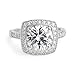 FAIRY COUPLE 18K White Gold Plated Cubic Zirconia Ring, Princess Cut Halo Design, Fashion Promise Ring R30 (6)