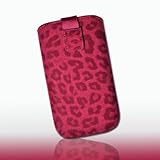 Handy Tasche Wild Kunstleder pink mit Leopardenmuster und Auszugband mit Magnetverschluss Leo3-3 für Samsung Galaxy S4 Mini i9190-i9195 / Samsung Galaxy S2 Plus i9105P / Nokia Lumia 520 / Sony Xperia Acro S / Sony Xperia Neo L / Acer Liquid C1 / Acer Liquid Z2 / Alcatel One Touch 992D / Archos 35 Carbon