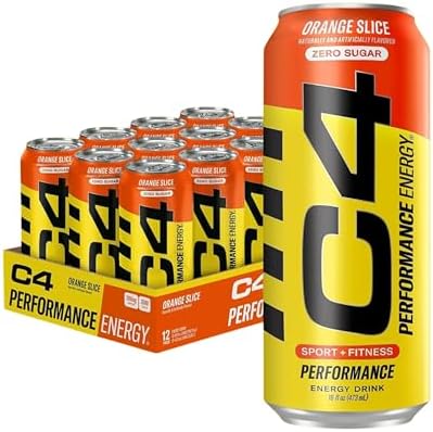 Cellucor C4 Sport + Fitness Performance Energy Drink Carbonated Pre-Workout Performance Beverage with Beta-Alanine Zero Sugar, Orange Slice Flavor, 473ml Cans, Pack of 12