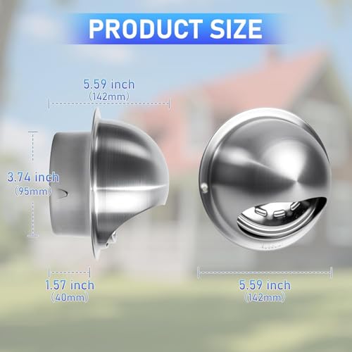 Image of 2 Pack 4 inch Dryer Vent Cover Outside, Stainless Steel Round Wall Vent Cover, Dryer Exhaust Vent for BathRoom, Office, Home, Air, Hvac System