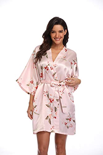 Image of Women's Pure Short Silky Robes Bridesmaid Bride Party Satin Robes Sleepwear