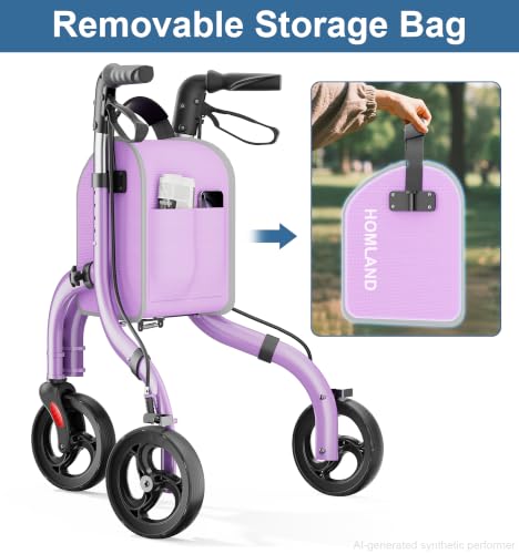 Image of HOMLAND Foldable 3 Wheel Walkers for Seniors, Lightweight Aluminum Frame