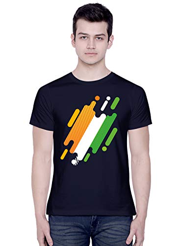 Image of Graphic Printed T-Shirt for Unisex Indian Tricolor Creative Artwork Tshirt | Casual Half Sleeve Round Neck T-Shirt | 100% Cotton | D00049-13