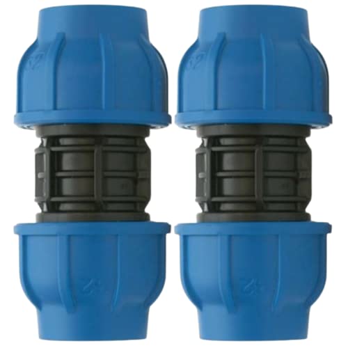 acquaverde Manicotto a Compressione Raccordo PN16 Connettore ad Alta Pressione per Tubi e Sistemi Irrigazione, Nero - Orto Facile (2, 16 x 16 mm)