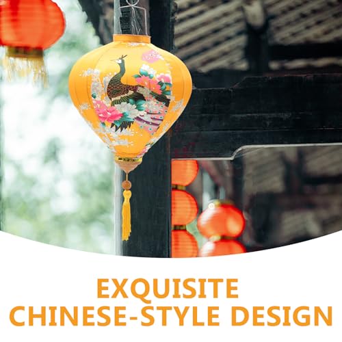 Lanterne style chinois suspendue jaune pour décorations intérieures - 4