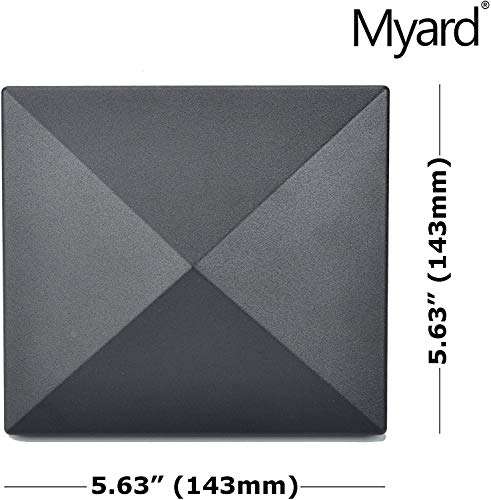 Myard Screw-Free Universal Fence Pyramid Top Cap fits Post 4 x 4 Inches (Actual Post Size 3.5 x 3.5) Porch, Handrail, Railing, Fence (Qty 1, Black) - Thumbnail 3