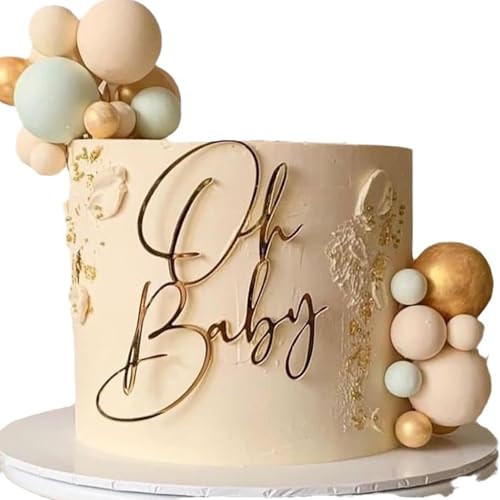 SRMIRO Gold Acrylic Oh Baby Cake Topper